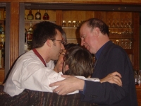 Group hug with cousin, Neil Comber, at his wedding, September 2005